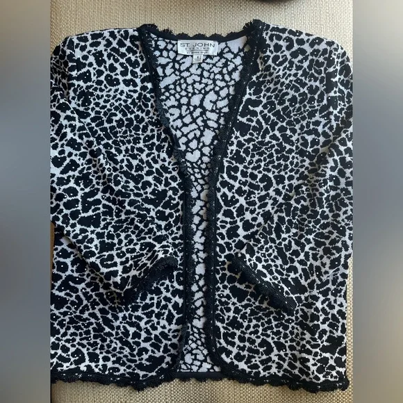 Vintage St. John Evening by Marie Gray leopard print knit cardigan and skirt - Picture 5 of 12